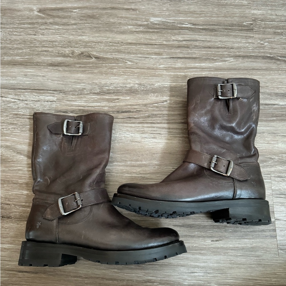 Frye Brown Ankle Boots with Buckle Detail - Picture 9 of 9